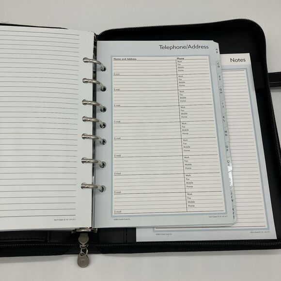 Franklin Covey Black 365 Zip Organizer w/Handles 7-Ring Non-Dated Pages Complete - Picture 16 of 16